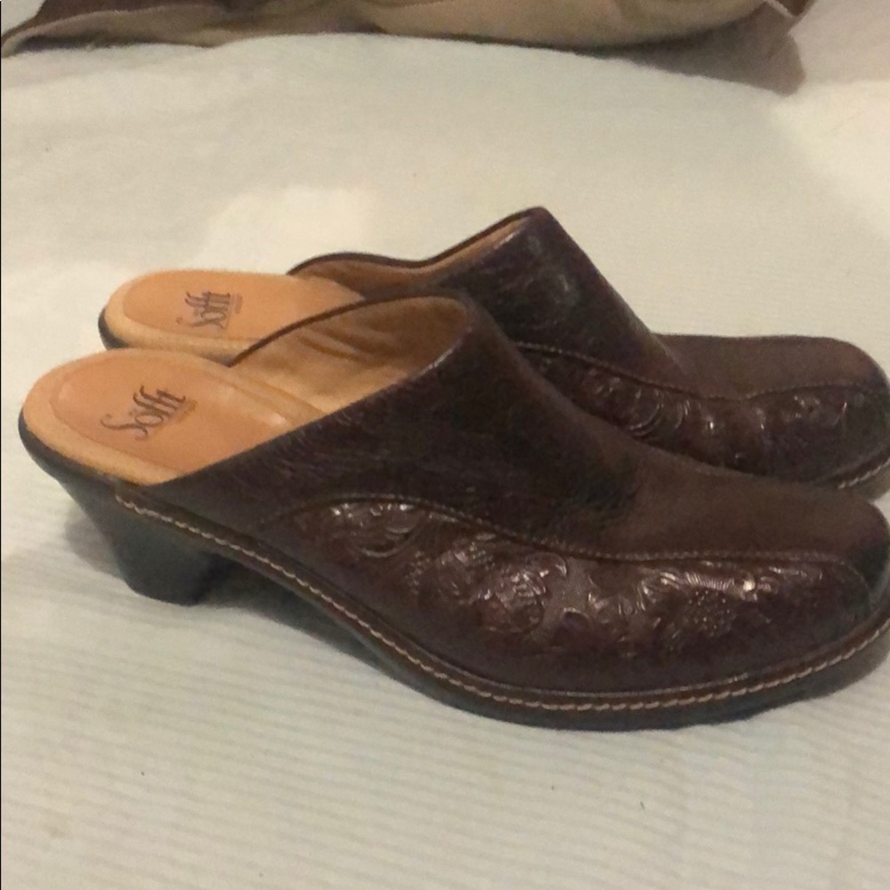 Brown floral leather